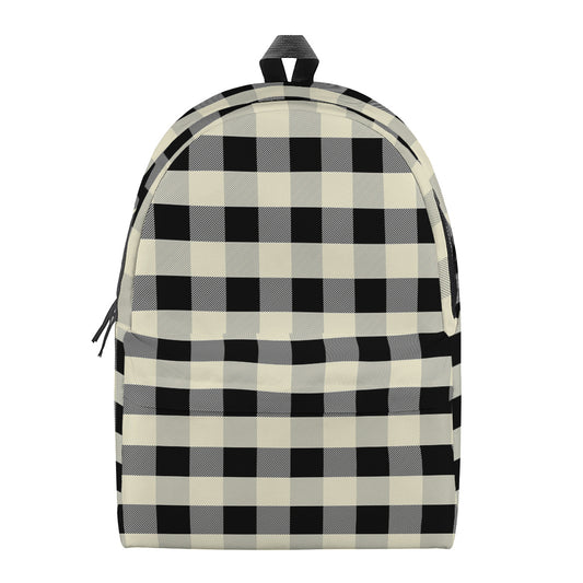 Beige And Black Buffalo Check Print Backpack