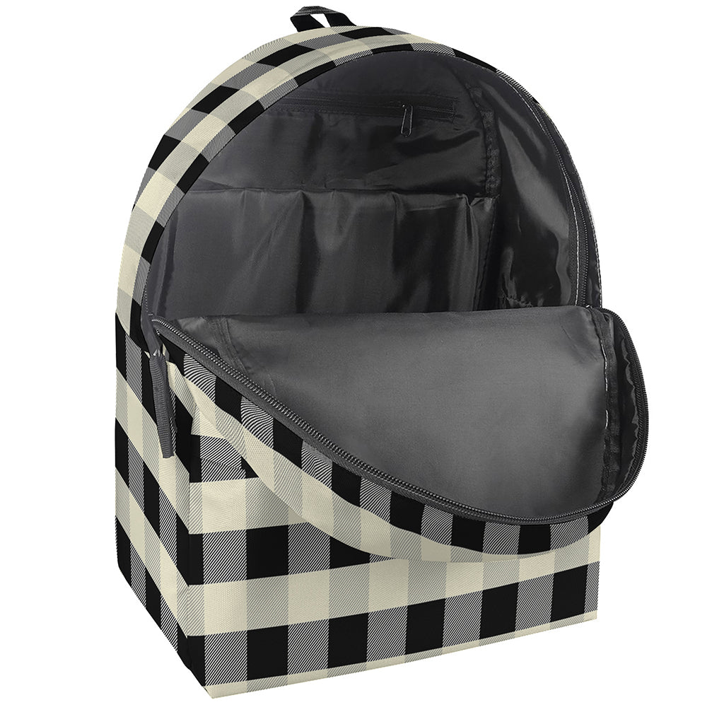 Beige And Black Buffalo Check Print Backpack