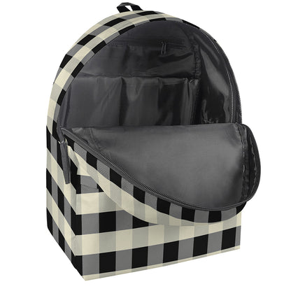 Beige And Black Buffalo Check Print Backpack