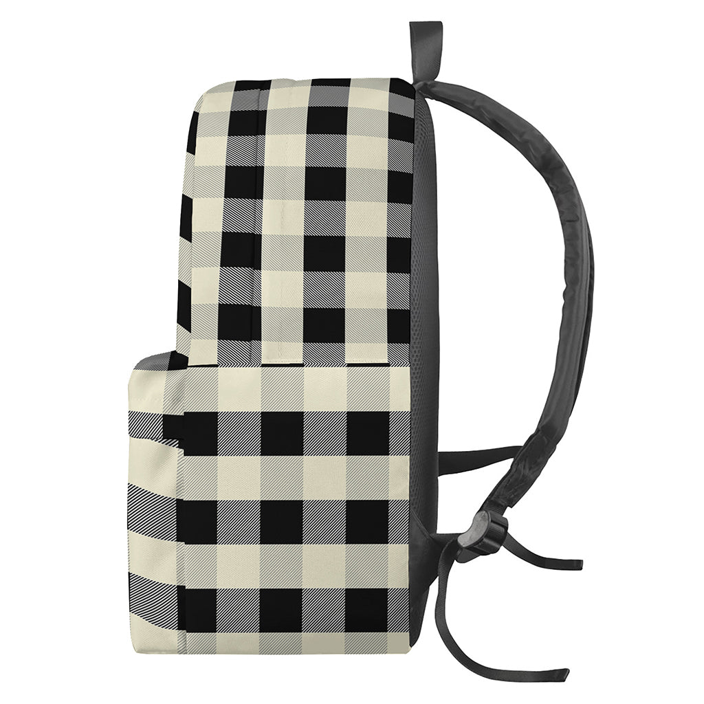 Beige And Black Buffalo Check Print Backpack
