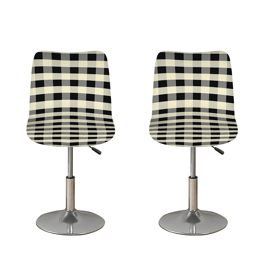 Beige And Black Buffalo Check Print Bar Stool Covers
