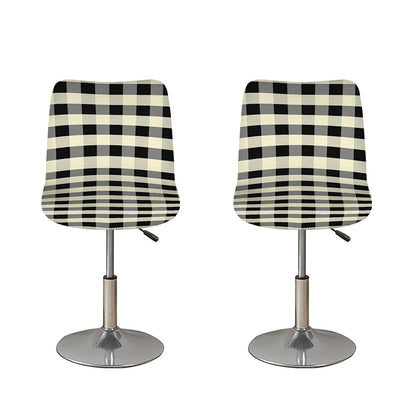Beige And Black Buffalo Check Print Bar Stool Covers