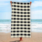 Beige And Black Buffalo Check Print Beach Towel