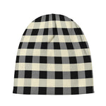 Beige And Black Buffalo Check Print Beanie