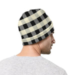 Beige And Black Buffalo Check Print Beanie