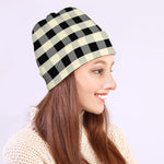 Beige And Black Buffalo Check Print Beanie