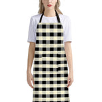 Beige And Black Buffalo Check Print Bib Apron With Pocket
