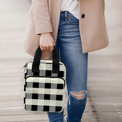 Beige And Black Buffalo Check Print Bible Tote Bag
