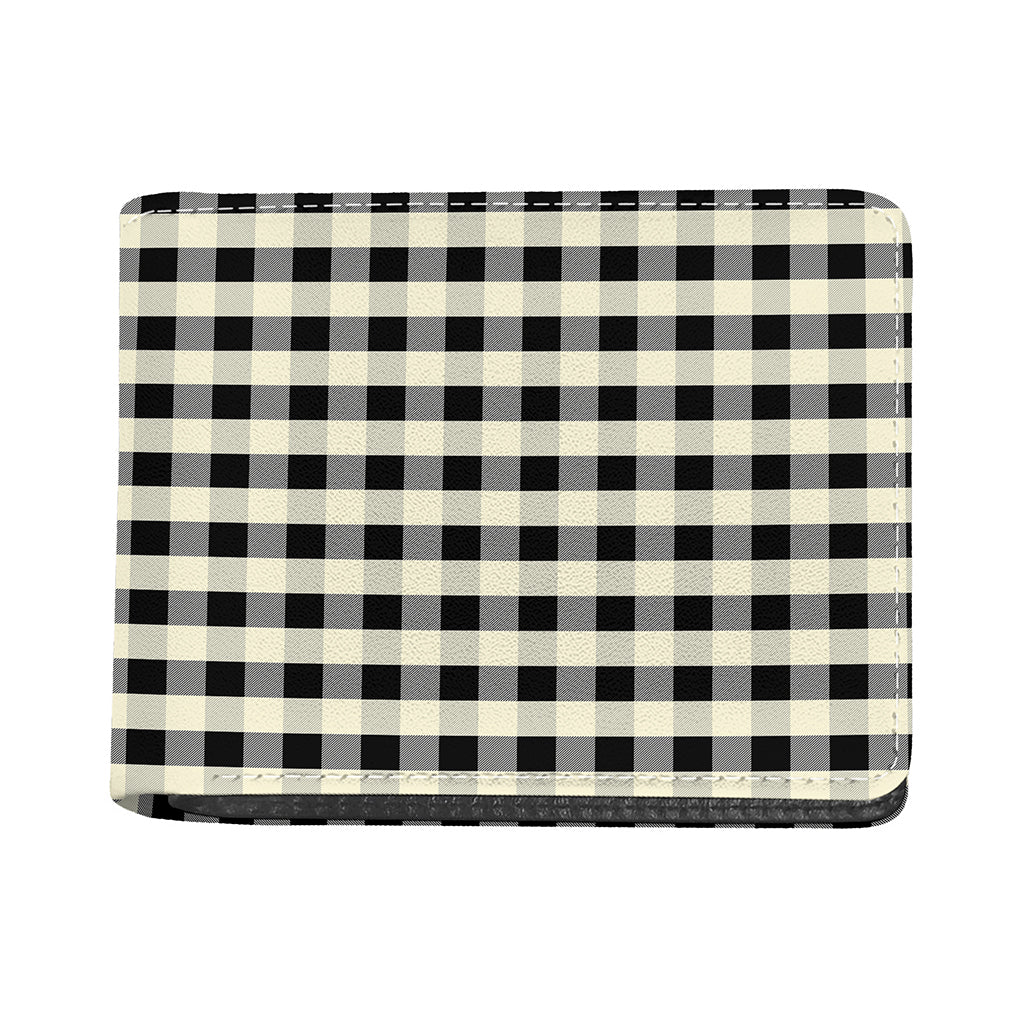Beige And Black Buffalo Check Print Bifold Wallet