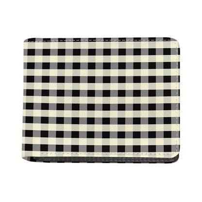 Beige And Black Buffalo Check Print Bifold Wallet