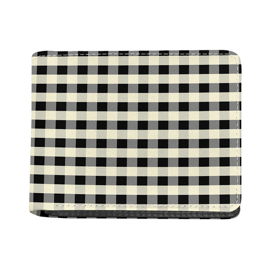 Beige And Black Buffalo Check Print Bifold Wallet