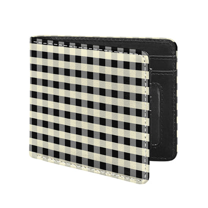 Beige And Black Buffalo Check Print Bifold Wallet
