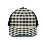 Beige And Black Buffalo Check Print Black Mesh Trucker Cap