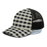 Beige And Black Buffalo Check Print Black Mesh Trucker Cap