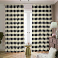 Beige And Black Buffalo Check Print Dimout Pencil Pleat Curtains