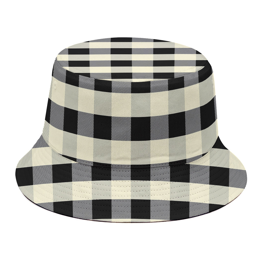 Beige And Black Buffalo Check Print Bucket Hat