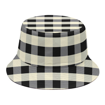 Beige And Black Buffalo Check Print Bucket Hat