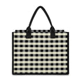 Beige And Black Buffalo Check Print Canvas Tote Bag