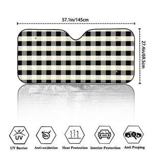 Beige And Black Buffalo Check Print Car Windshield Sun Shade