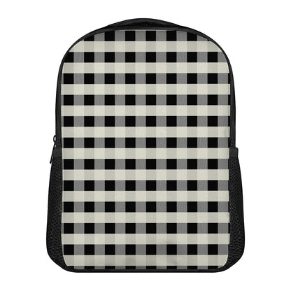 Beige And Black Buffalo Check Print Casual Backpack