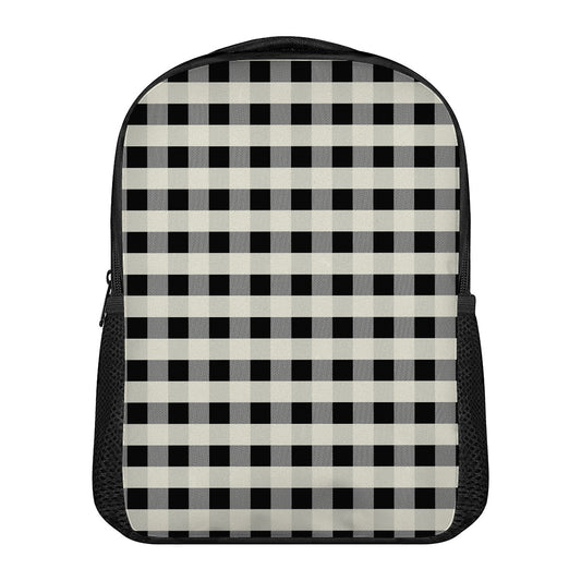 Beige And Black Buffalo Check Print Casual Backpack