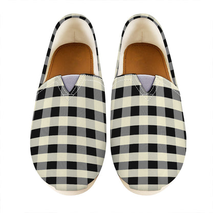 Beige And Black Buffalo Check Print Casual Shoes