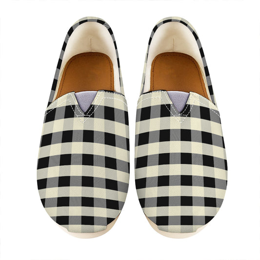 Beige And Black Buffalo Check Print Casual Shoes