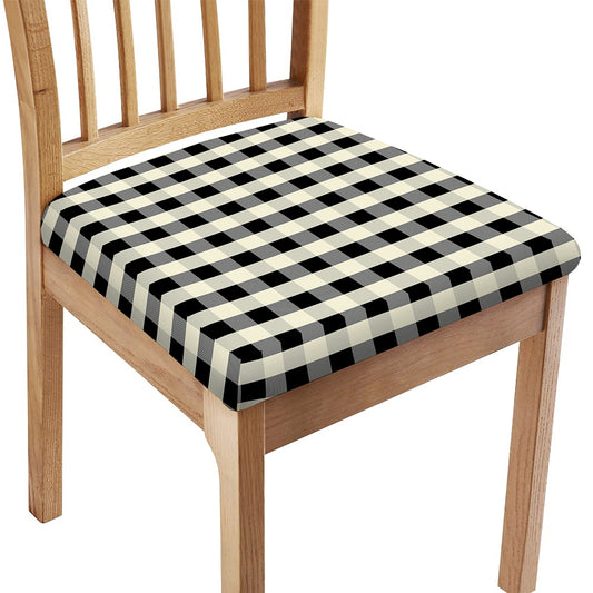 Beige And Black Buffalo Check Print Chair Cushion Cover