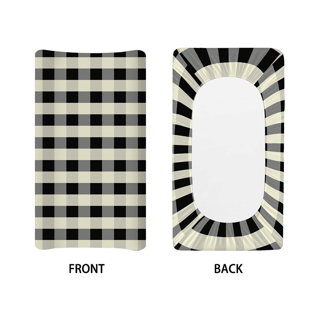 Beige And Black Buffalo Check Print Changing Pad Cover