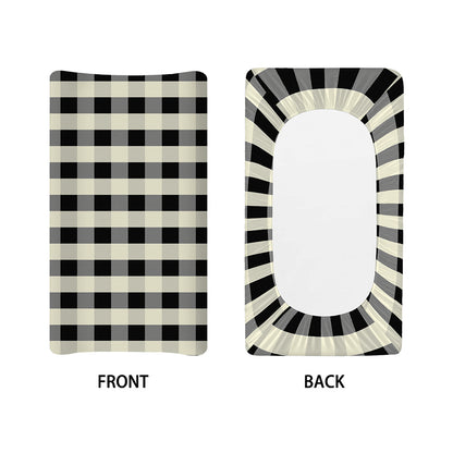 Beige And Black Buffalo Check Print Changing Pad Cover