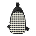 Beige And Black Buffalo Check Print Sling Bag
