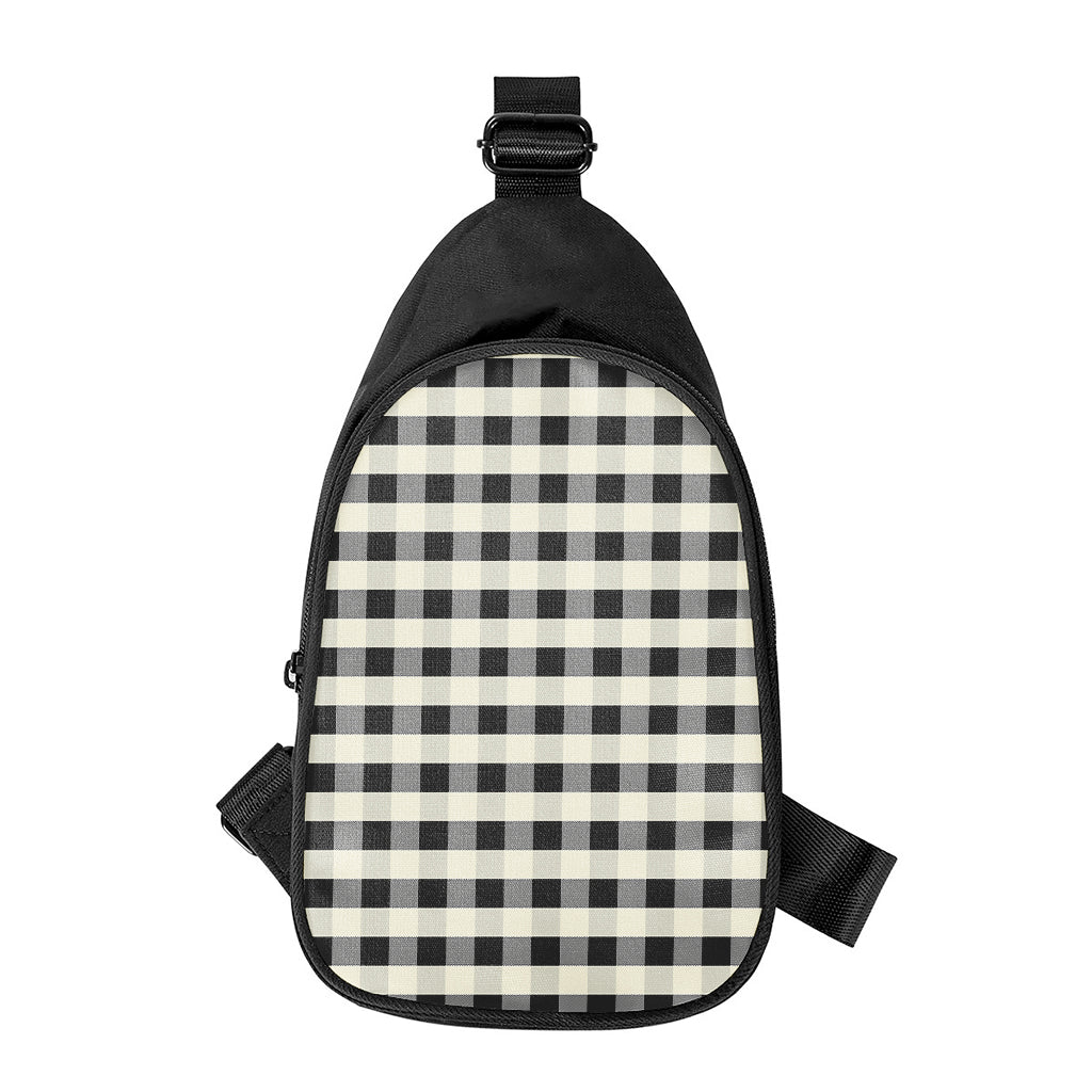 Beige And Black Buffalo Check Print Chest Bag