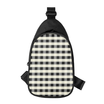 Beige And Black Buffalo Check Print Chest Bag