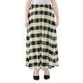 Beige And Black Buffalo Check Print Chiffon Maxi Skirt