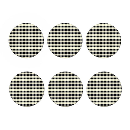 Beige And Black Buffalo Check Print Coaster Set