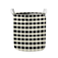 Beige And Black Buffalo Check Print Collapsible Laundry Basket