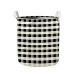 Beige And Black Buffalo Check Print Collapsible Laundry Basket