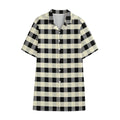 Beige And Black Buffalo Check Print Cotton Hawaiian Shirt