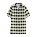 Beige And Black Buffalo Check Print Cotton Hawaiian Shirt