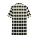 Beige And Black Buffalo Check Print Cotton Hawaiian Shirt