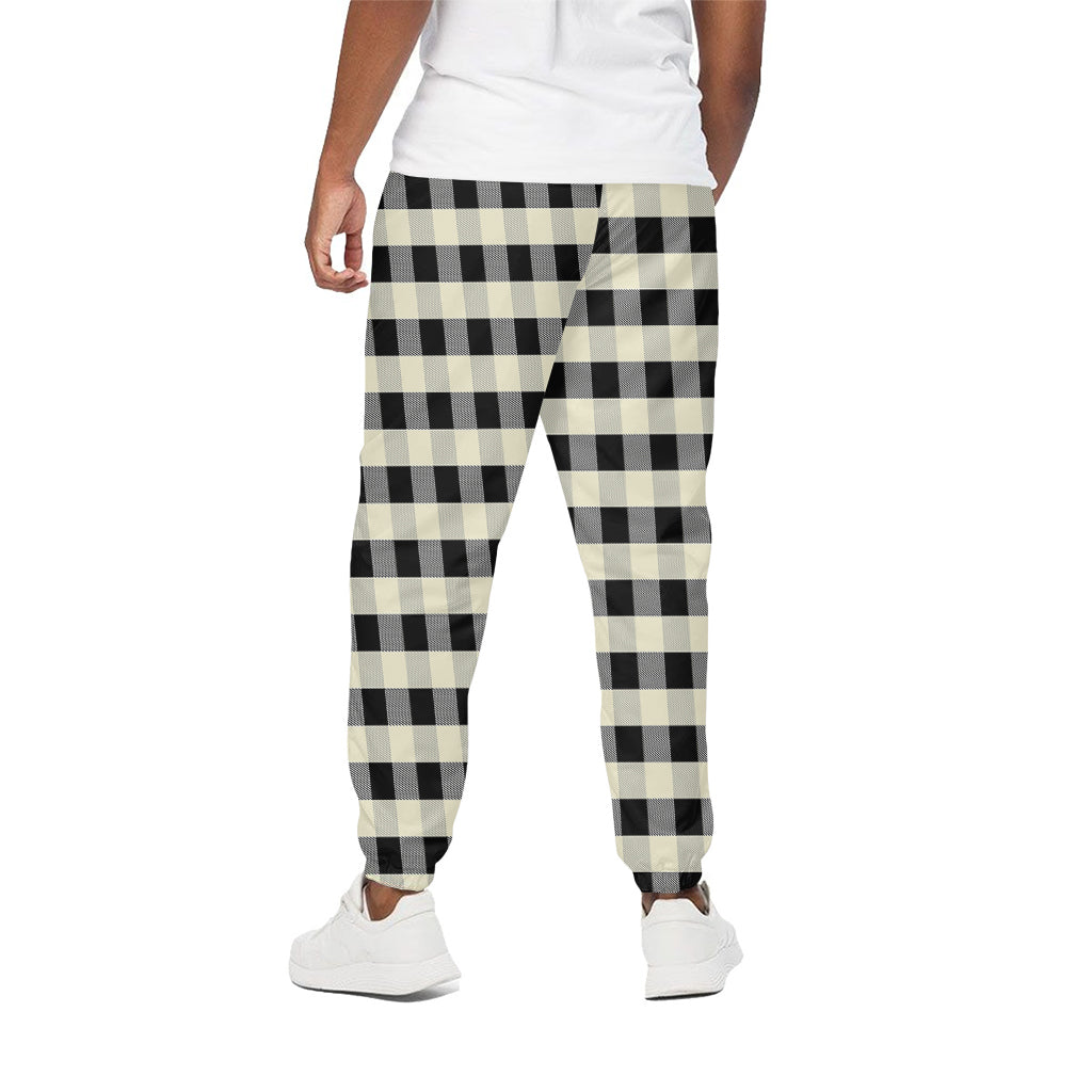 Beige And Black Buffalo Check Print Cotton Pants