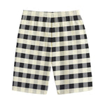 Beige And Black Buffalo Check Print Cotton Shorts