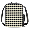 Beige And Black Buffalo Check Print Crossbody Lunch Bag