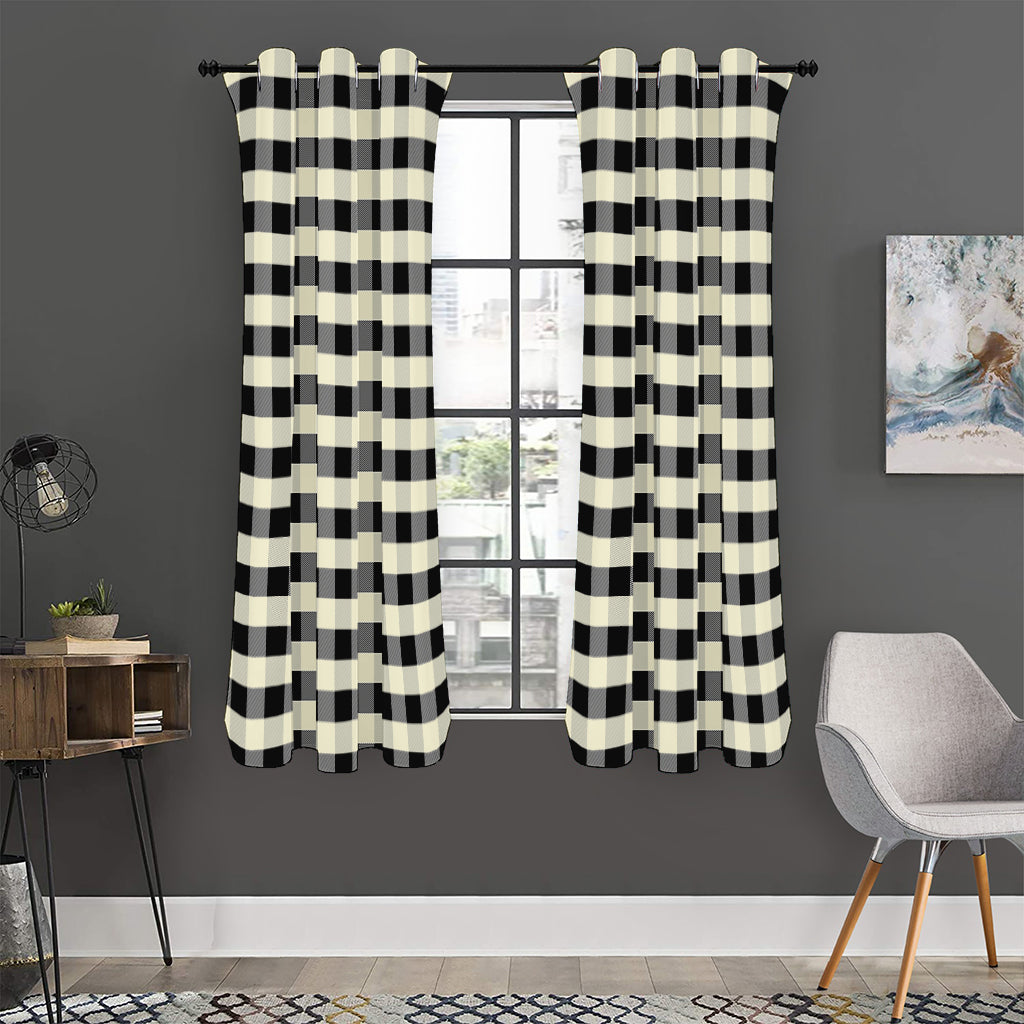Beige And Black Buffalo Check Print Curtain