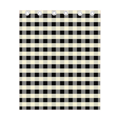Beige And Black Buffalo Check Print Curtain