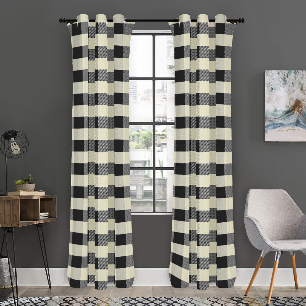 Beige And Black Buffalo Check Print Curtain