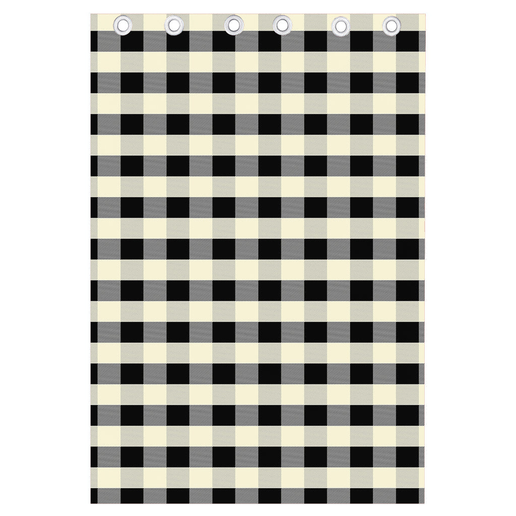 Beige And Black Buffalo Check Print Curtain