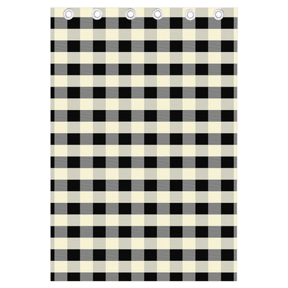 Beige And Black Buffalo Check Print Curtain