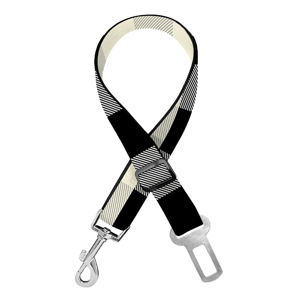 Beige And Black Buffalo Check Print Dog Seat Belt