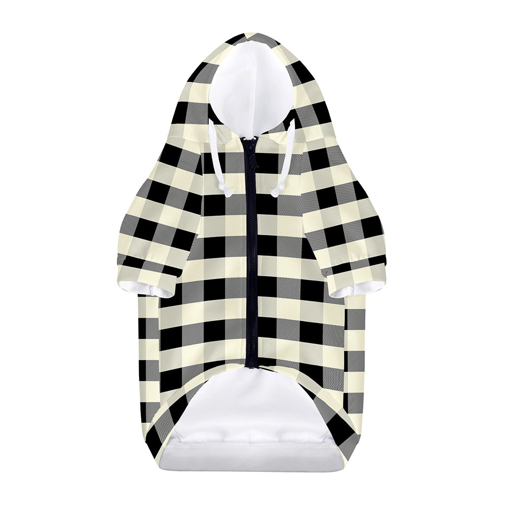 Beige And Black Buffalo Check Print Dog Zip Up Hoodie